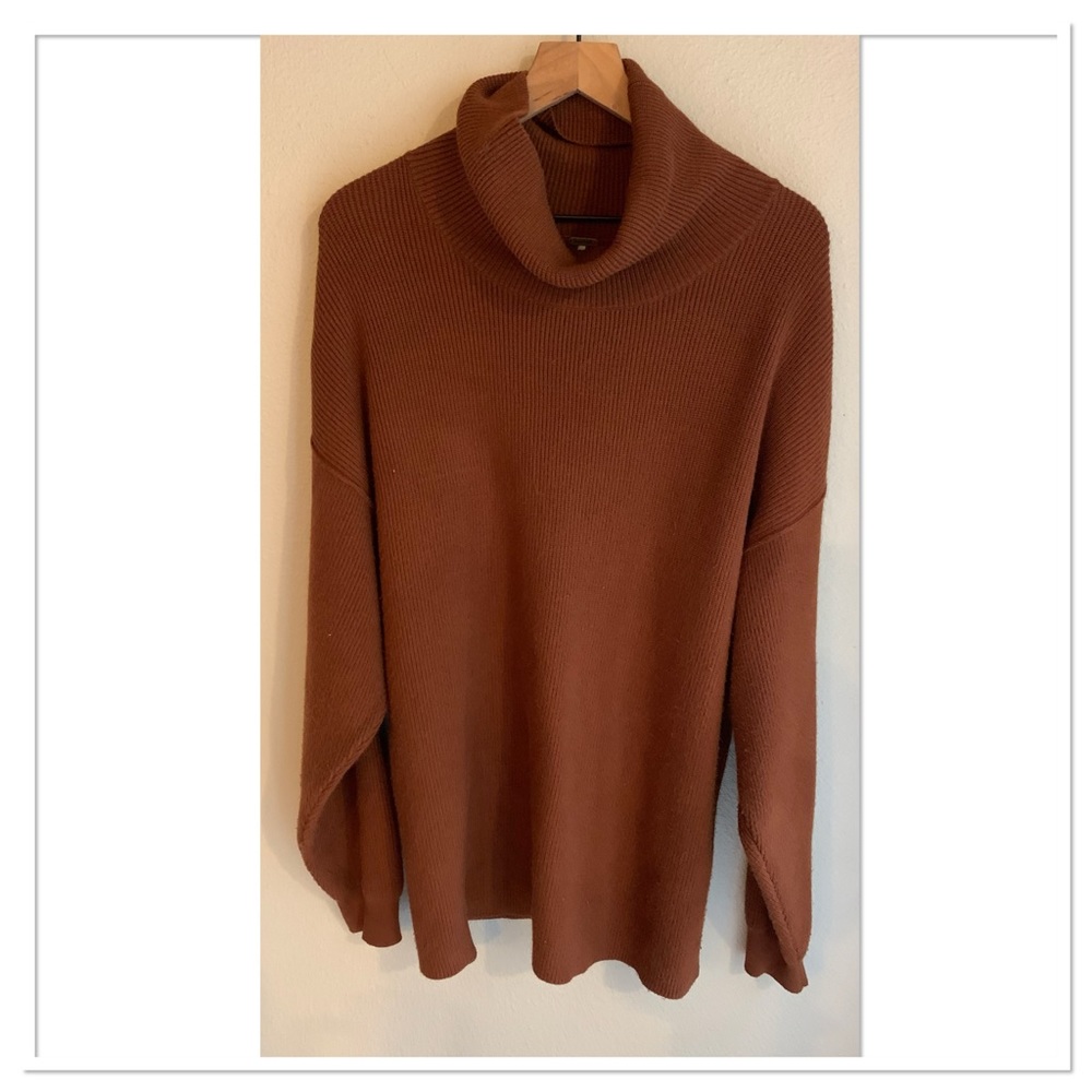 Free People Softly Structured Tunic Sweater Ribbed Terracotta Brown Medium - Picture 2 of 6